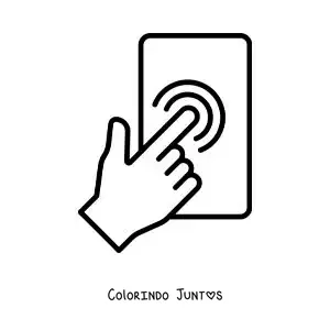 Desenho para colorir de um dedo tocando uma tela sensível ao toque