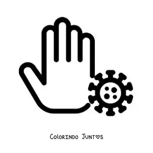 Desenho para colorir de uma mão suja contaminada por um vírus
