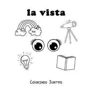 Desenho para colorir de símbolos do sentido da visão para crianças