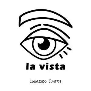 Desenho para colorir do olho como símbolo do sentido da visão para crianças
