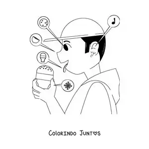 Desenho para colorir da localização dos 5 sentidos no corpo humano