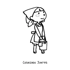 Desenho para colorir de uma dona de casa animada