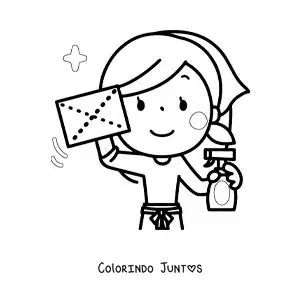 Desenho para colorir de uma mulher limpando
