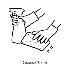Desenho para colorir de um par de mãos com luvas limpando
