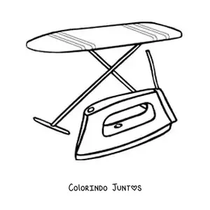 Desenho para colorir de uma tábua de passar e um ferro