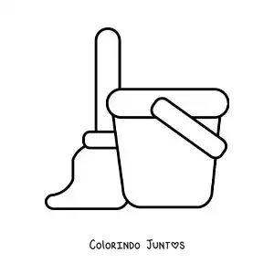 Desenho para colorir de um esfregão e um balde