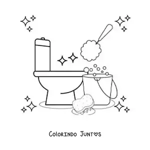 Desenho para colorir de produtos de limpeza para o banheiro