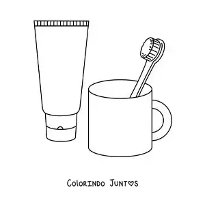 Desenho para colorir de um creme dental e uma escova