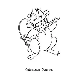 Desenho para colorir de um desenho de um esquilo escovando os dentes