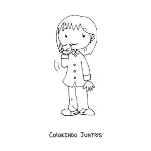 Desenho para colorir de uma menina escovando os dentes antes de dormir