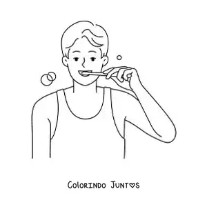 Desenho para colorir de um homem escovando os dentes