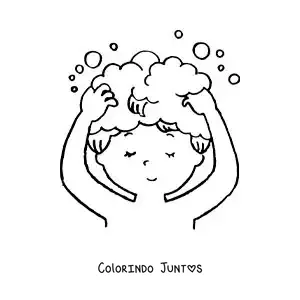 Desenho para colorir de uma menina lavando o cabelo com xampu
