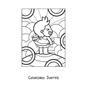 Desenho para colorir de um desenho de um menino se secando depois do banho