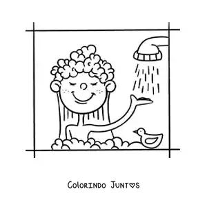 Desenho para colorir de um desenho de uma menina no chuveiro