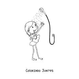Desenho para colorir de um menino no chuveiro