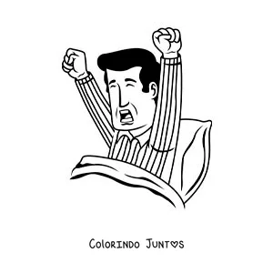 Desenho para colorir de um homem acordando de manhã