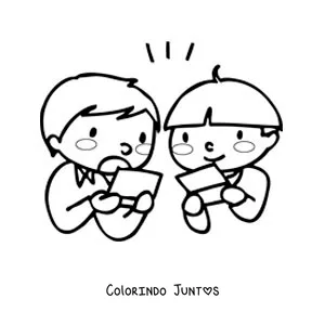 Desenho para colorir de duas crianças jogando videogame