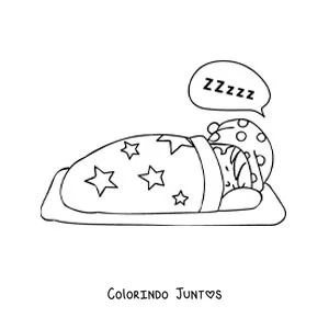 Desenho para colorir de um menino de pijama dormindo na cama
