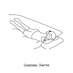Desenho para colorir de uma menina deitada dormindo na cama