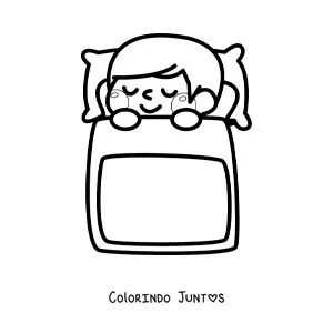 Desenho para colorir de uma menina kawaii dormindo na cama