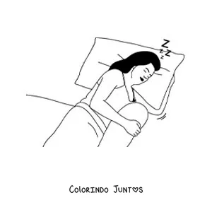 Desenho para colorir de uma mulher dormindo na cama