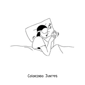 Desenho para colorir de uma mulher dormindo com máscara de dormir
