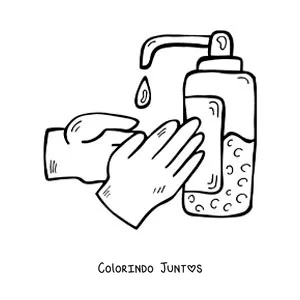 Desenho para colorir de um par de maos com alcool em gel