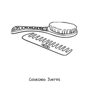 Desenho para colorir de uma escova e um pente