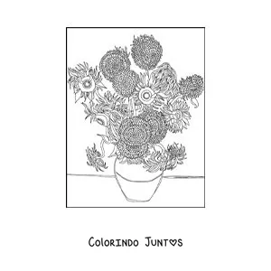Desenho para colorir dos girassois de Van Gogh