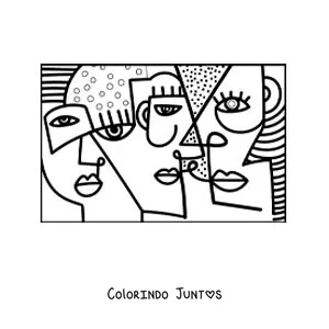 Desenho para colorir de um quadro no estilo de Picasso para criancas