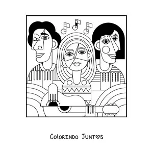 Desenho para colorir do cubismo de Picasso para criancas