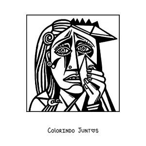 Desenho para colorir de um retrato no estilo de Picasso