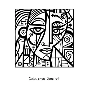 Desenho para colorir de um retrato no estilo de Picasso para criancas