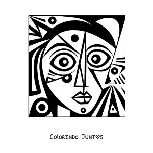 Desenho para colorir de arte no estilo de Picasso para criancas