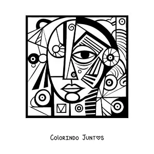 Desenho para colorir de uma pintura inspirada em Picasso para criancas