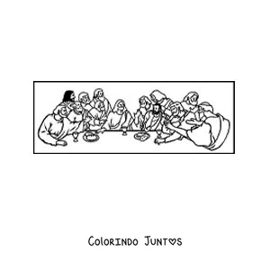 Desenho para colorir de um quadro famoso de Leonardo da Vinci para criancas