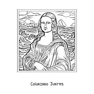 Desenho para colorir da Mona Lisa de Leonardo da Vinci
