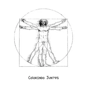 Desenho para colorir do homem vitruviano de da Vinci