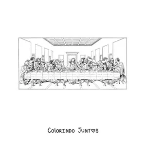 Desenho para colorir da Ultima Ceia de da Vinci
