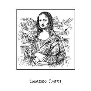 Desenho para colorir da Gioconda de Leonardo da Vinci