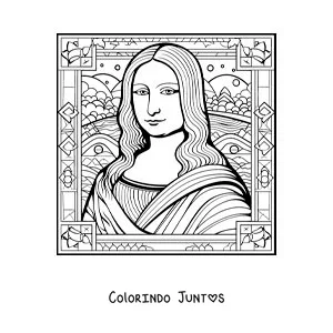 Desenho para colorir da Mona Lisa para criancas
