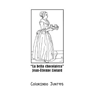 Desenho para colorir da Bela Chocolateira de Jean-Etienne Liotard