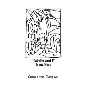 Desenho para colorir do Cavalo Azul de Franz Marc