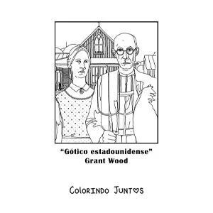 Desenho para colorir do Gotico Americano de Grant Wood