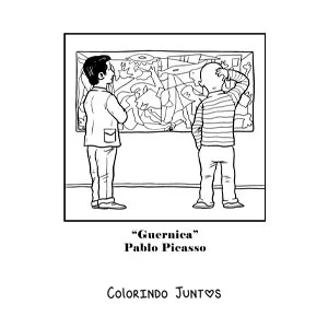 Desenho para colorir de uma caricatura do quadro Guernica de Pablo Picasso