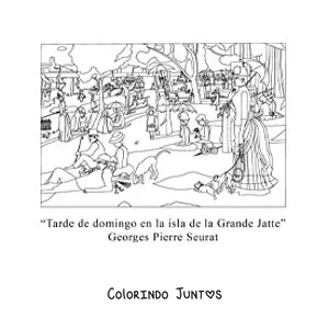 Desenho para colorir de Tarde de Domingo na Ilha de Grande Jatte de Georges Pierre Seurat