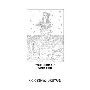 Desenho para colorir do Retrato de Mada Primavesi de Gustav Klimt