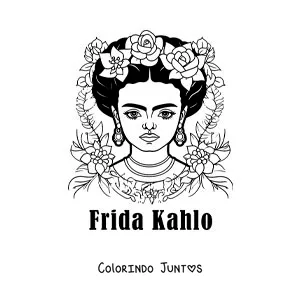 Desenho para colorir de uma caricatura de Frida Kahlo