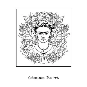 Desenho para colorir de uma pintura de Frida Kahlo