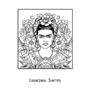Desenho para colorir da artista Frida Kahlo